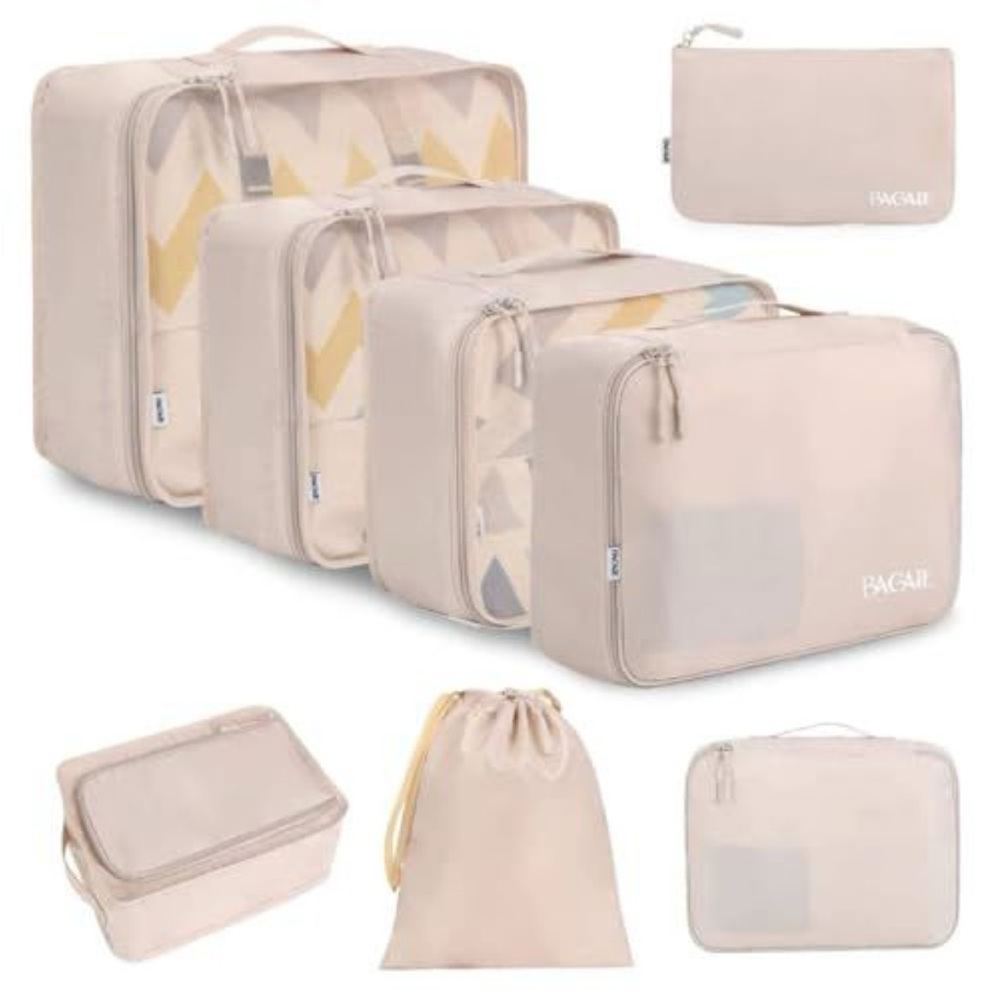 Beige Travel Packing Cubes Set